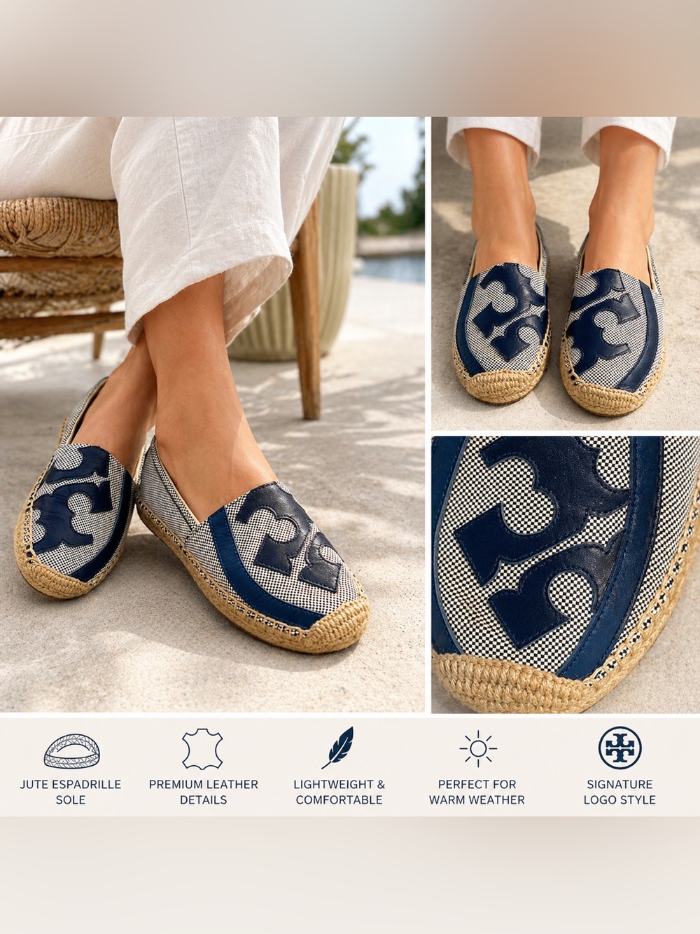 Tory Burch Shoes Black and Tan Espadrilles